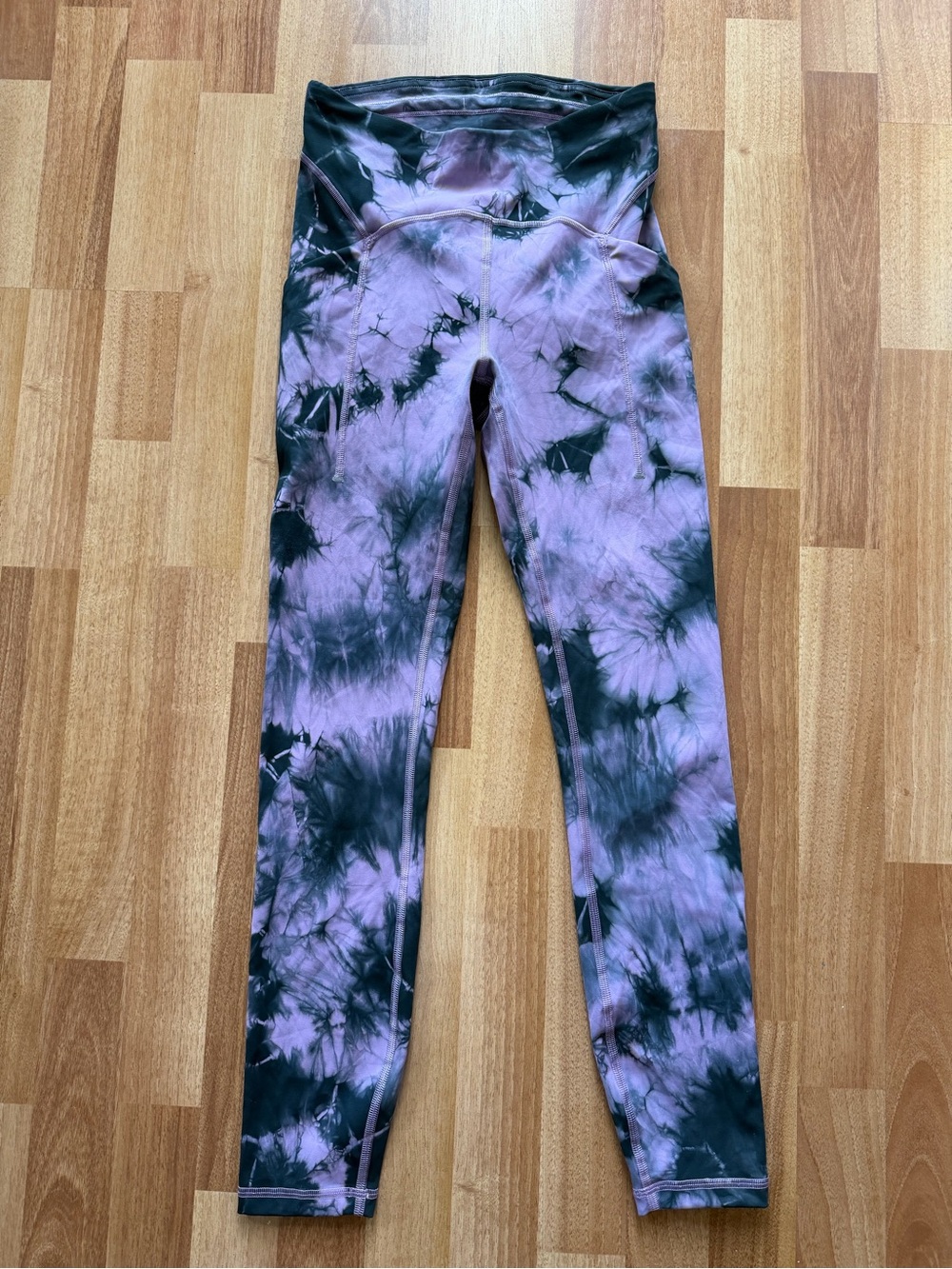 Lululemon Power Thru High Rise Purple Tie Dye Leggings Size 4